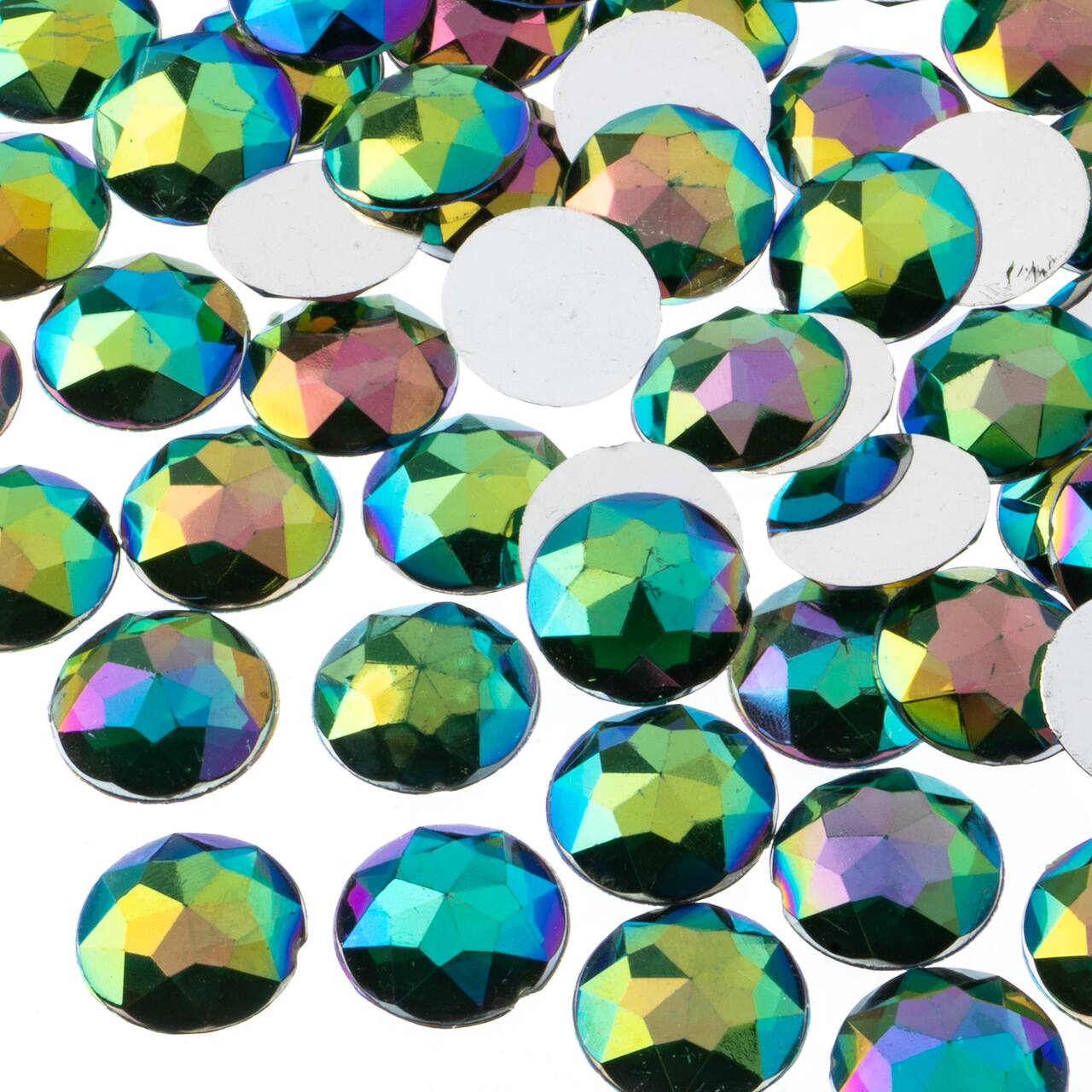 John Bead 16mm AB Acrylic Round Flat Back Rhinestones, 200ct.